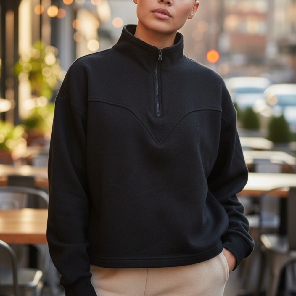 Women's Black Half-Zip Sweatshirt  by Zella (Nordstrom)  size: Small